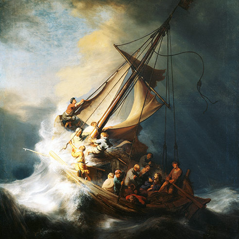 Christ in the storm on the Sea of Galilee,
                  painting by Rembrandt