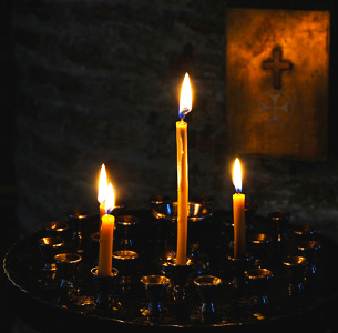 candles and cross