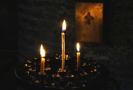 three candles
                      and cross