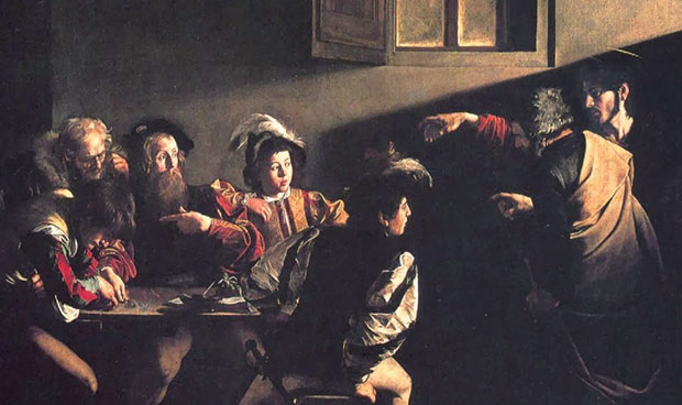 Jesus choosing Matthew, by Caravagggio