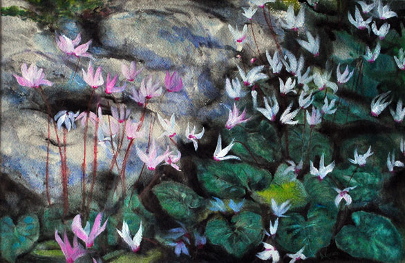 spring flowers watercolor by David
                            Kurani