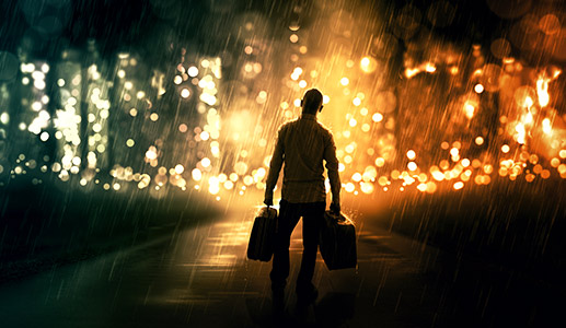 man
                                                          walking toward
                                                          a city -
                                                          illustration
                                                          by Kevin
                                                          Carden